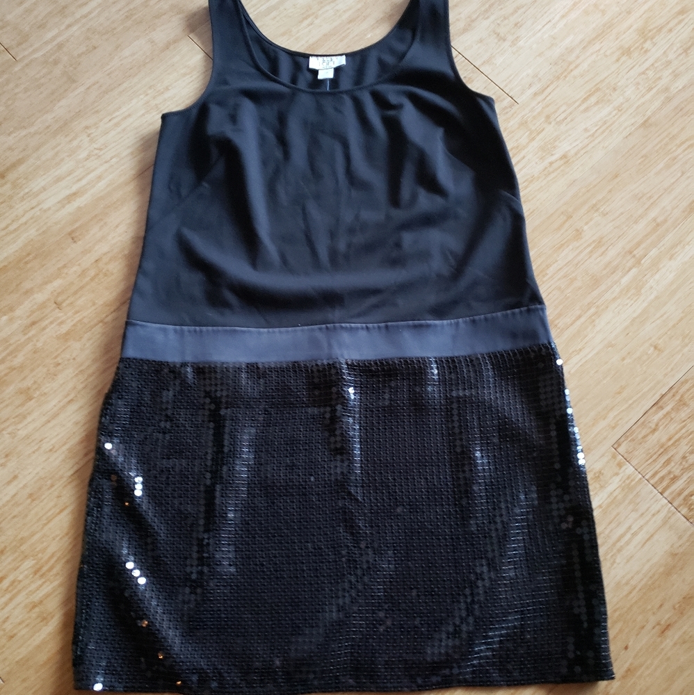 NWT LOFT sequin drop waist little black dress